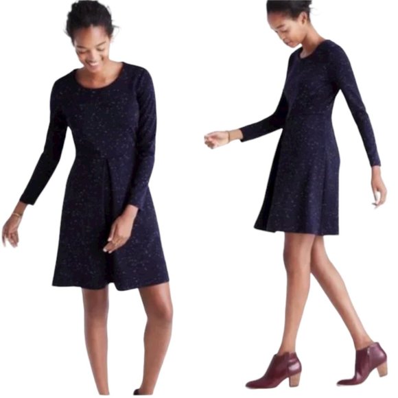 Madewell Dresses & Skirts - Madewell Gia Concept Dress Navy A-Line Pleat Long Sleeve